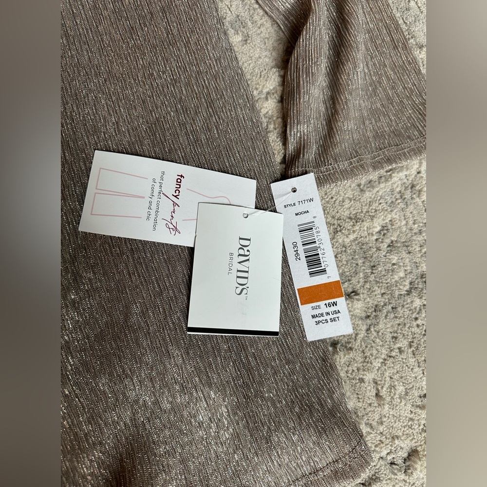 R&M Richards‎ 3-piece Glittery Tank Top Cardigan & Flowy Pants Set Plus Size 16W - Picture 6 of 8